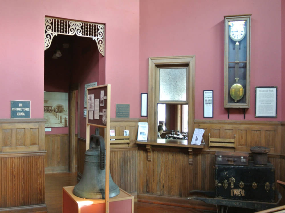 A picture of the inside of the 1895 restored train station which is now a museum.
